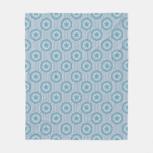 Blauw mandala patroon op gestreepte achtergrond fleece deken (Voorkant)