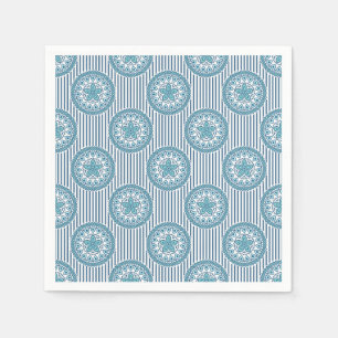 Blauw mandala patroon op gestreepte achtergrond servet