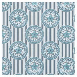 Blauw mandala patroon op gestreepte achtergrond stof