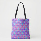Blauw Mandala Patroon Roze Boho Tote Bag (Voorkant)