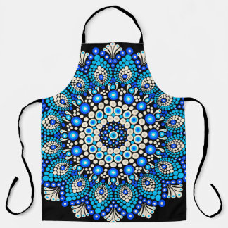 Blauw Mandala Patroon Schort Boho Bloemendecoratie