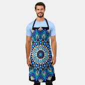 Blauw Mandala Patroon Schort Boho Bloemendecoratie (Gedragen)