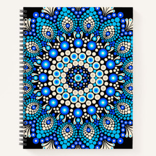Blauw Mandala Patroon Schort Boho Bloemendecoratie Notitieboek