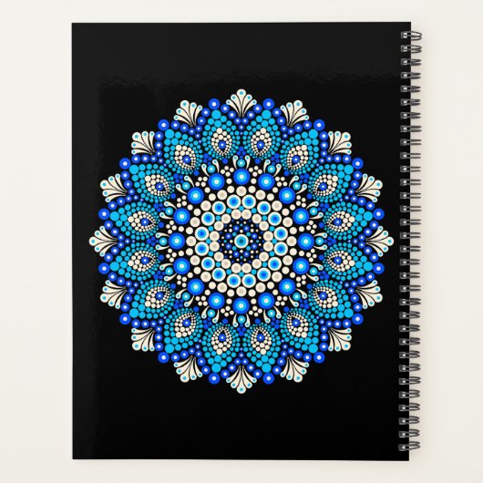 Blauw Mandala Patroon Schort Boho Bloemendecoratie Planner (Achterkant)