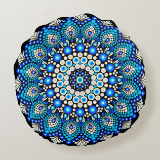Blauw Mandala Patroon Worp Kussen Boho Decoratie 