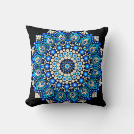 Blauw Mandala Patroon Worp Kussen Boho Decoratie