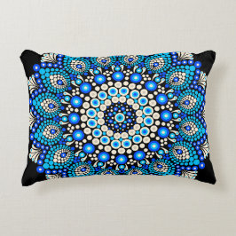 Blauw Mandala Patroon Worp Kussen Boho Decoratie