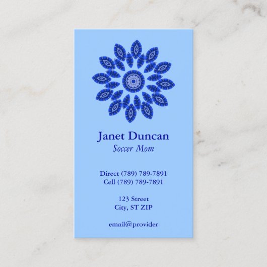 Blauw Mandala Profiel Contactkaartje (Voorkant)