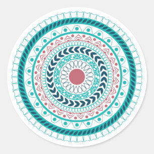 Blauw Mandala Ronde Sticker