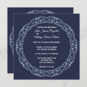 Blauw Mandala Vierkant Uitnodiging (Voorkant / Achterkant)