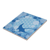 Blauw, mandala, zen, chakra, poot tegeltje (Zijkant)
