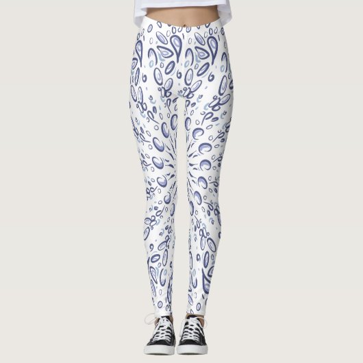 Blauw mandalpatroon leggings (Voorkant)