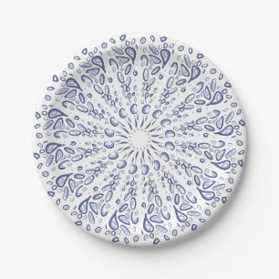 Blauw mandalpatroon papieren bordje