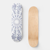 Blauw mandalpatroon persoonlijk skateboard (Voorkant)