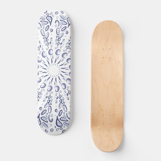 Blauw mandalpatroon persoonlijk skateboard (Voorkant)