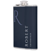 Blauw mannelijk Monogram Groomsmen Gift Heupfles (Links)