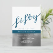 Blauw Mannen 50e Verjaardag Kaart (Staand voorkant)