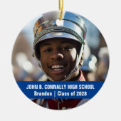 Blauw Marching Band Foto Gepersonaliseerde Kerstmi Keramisch Ornament (Voorkant)