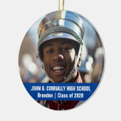 Blauw Marching Band Foto Gepersonaliseerde Kerstmi Keramisch Ornament (Links)