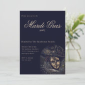 Blauw Mardi Gras Carnaval Mask Party Kaart (Staand voorkant)