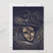 Blauw Mardi Gras Carnaval Mask Party Kaart (Achterkant)