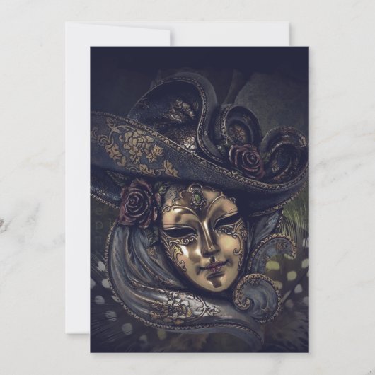 Blauw Mardi Gras Carnaval Mask Party Kaart (Achterkant)