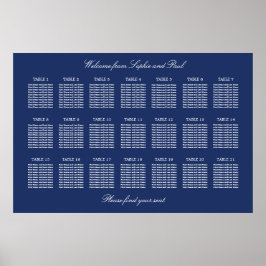 Blauw marine 21 Tafel Trouw Stoelen Plattegrond Po Poster