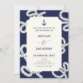 Blauw marine anker bruiloft  kaart (Voorkant)