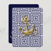 Blauw marine anker zee bruiloft kaart (Voorkant / Achterkant)