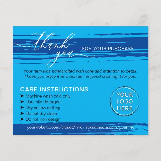 Blauw Marine Bedankt Was Tips Verzorgingsinstructi Flyer (Voorkant)