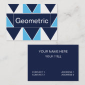 Blauw Marine Blauw Wit Driehoek Geometrisch Visitekaartje (Voorkant / Achterkant)