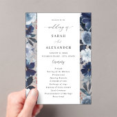 Blauw & Marine Bloemachtig Trouwprogramma van Acry Acryl Uitnodigingen (Insitu (Draagbaar))