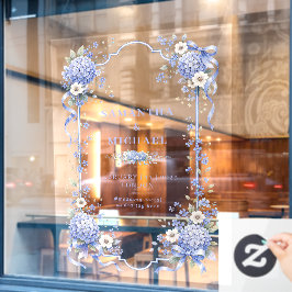 Blauw marine bloemen bloemenkoppel bruiloft raamsticker