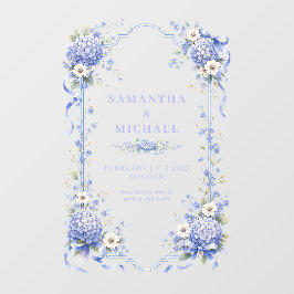 Blauw marine bloemen bloemenkoppel bruiloft raamsticker