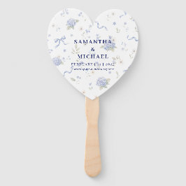 Blauw Marine Bloemen Bloemig Patroon Huwelijk Handwaaier