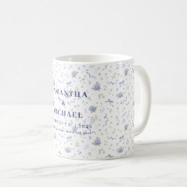 Blauw marine bloemen bloemige huwelijkscadeaus koffiemok