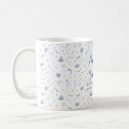 Blauw marine bloemen bloemige huwelijkscadeaus koffiemok