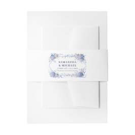 Blauw Marine Bloemen Bloemige Huwelijksornament Uitnodigingen Wikkel