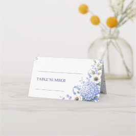 Blauw Marine Bloemen Bloemstuk Boho Bruiloft Plaatskaartje