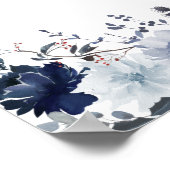 Blauw & Marine Bloemen Bruiloft Welkom 2 Poster (Hoek)