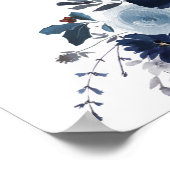 Blauw & Marine Bloemen Bruiloft Welkom Poster (Hoek)