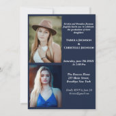 Blauw marine broers en zussen afstuderen Dubbel af Kaart (Achterkant)