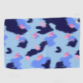 Blauw, marine en roze abstract ikatpatroon golfhanddoek (Horizontaal)