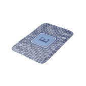 Blauw Marine Geometrisch Chevron Monogram Badmat (Gekanteld)