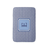Blauw Marine Geometrisch Chevron Monogram Badmat (Voorkant Verticaal)