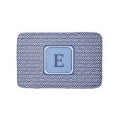 Blauw Marine Geometrisch Chevron Monogram Badmat (Voorkant)