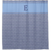 Blauw Marine Geometrisch Chevron Monogram Douchegordijn (Voorkant)