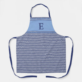 Blauw Marine Geometrisch Chevron Monogram Schort