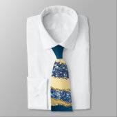 Blauw marine gouden agaat glitter bruidegoms bruil stropdas (Gebonden)