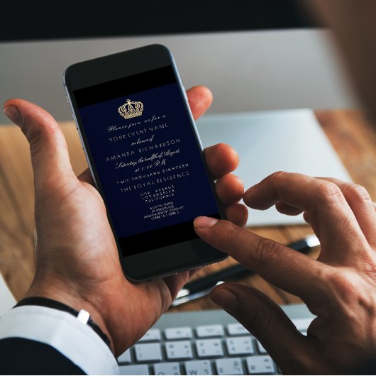 Blauw Marine Gouden Kroon Royal Glitter 16de Verja Kaart